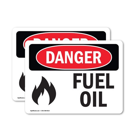 Signmission Fuel Oil, 14 in W x Rectangle, Vinyl Decal OS-2PACK-DS-D-1014-L-2019